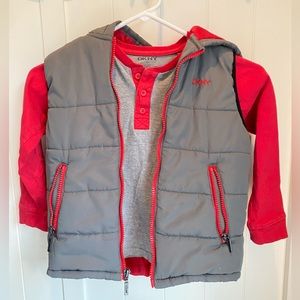 Boys 5T DKNY puffer vest and matching shirt